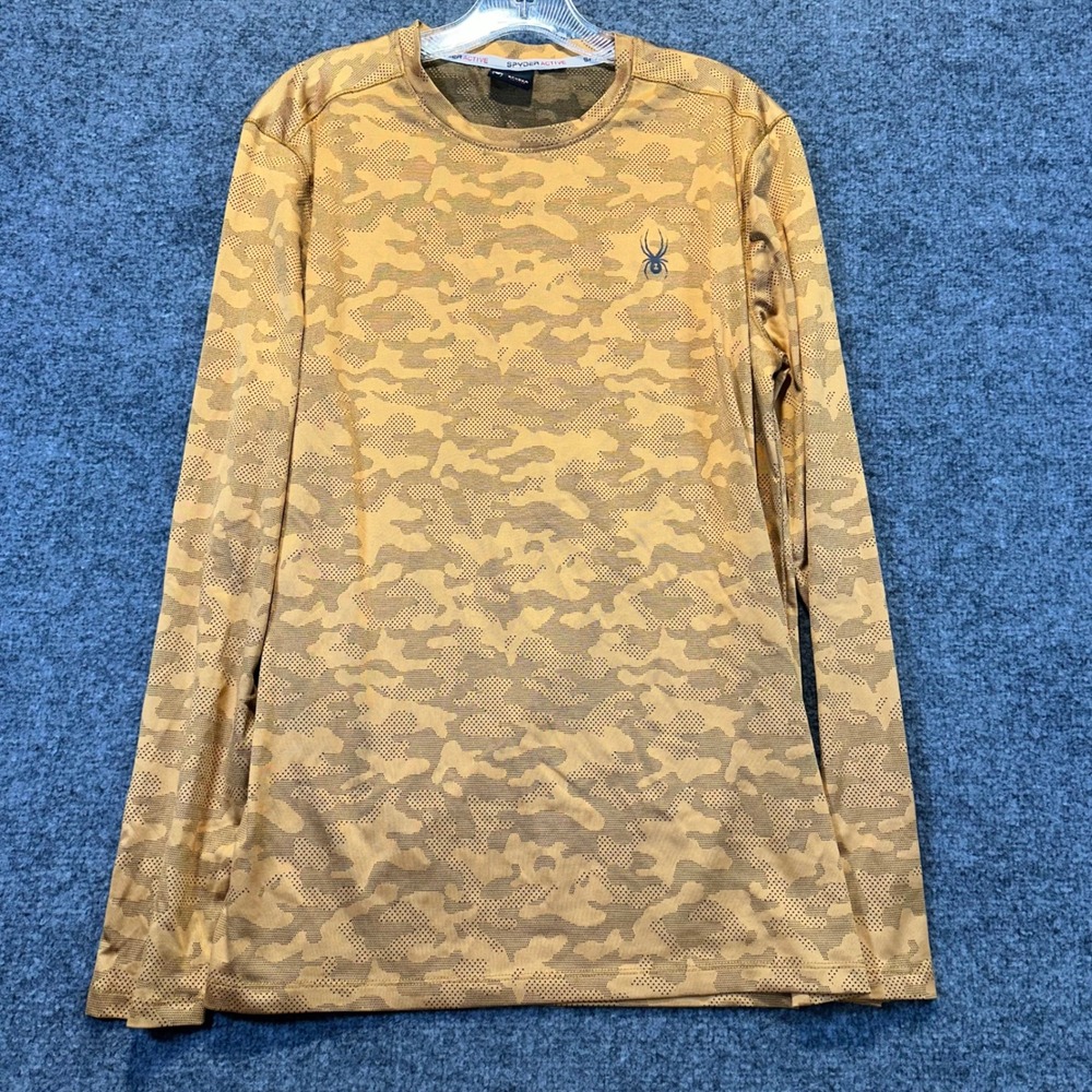 Spyder Active ProWeb Shirt Mens Medium Tan Camo Performance Long Sleeve Gorpcore